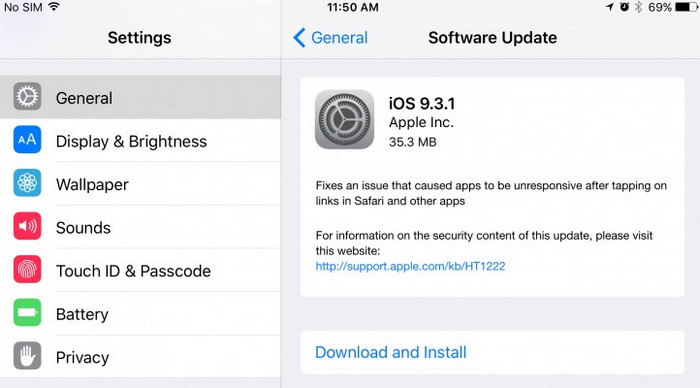 Update iOS 9.3.1