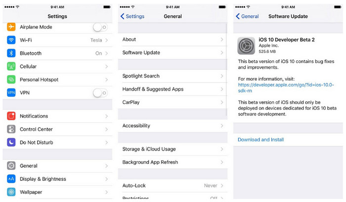 iOS 10 Public Beta install