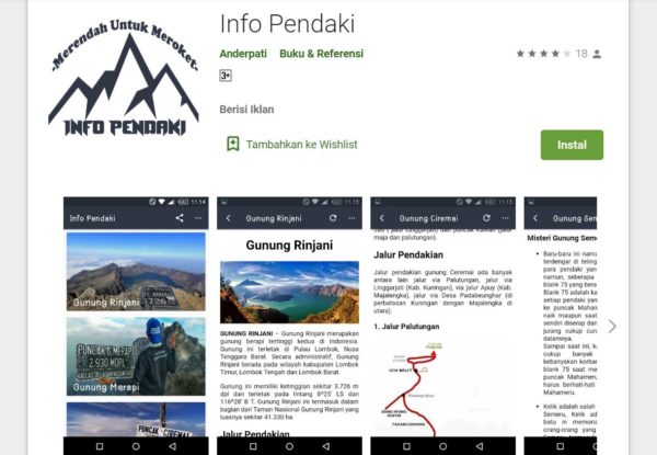 aplikasi naik gunung Info Pendaki 