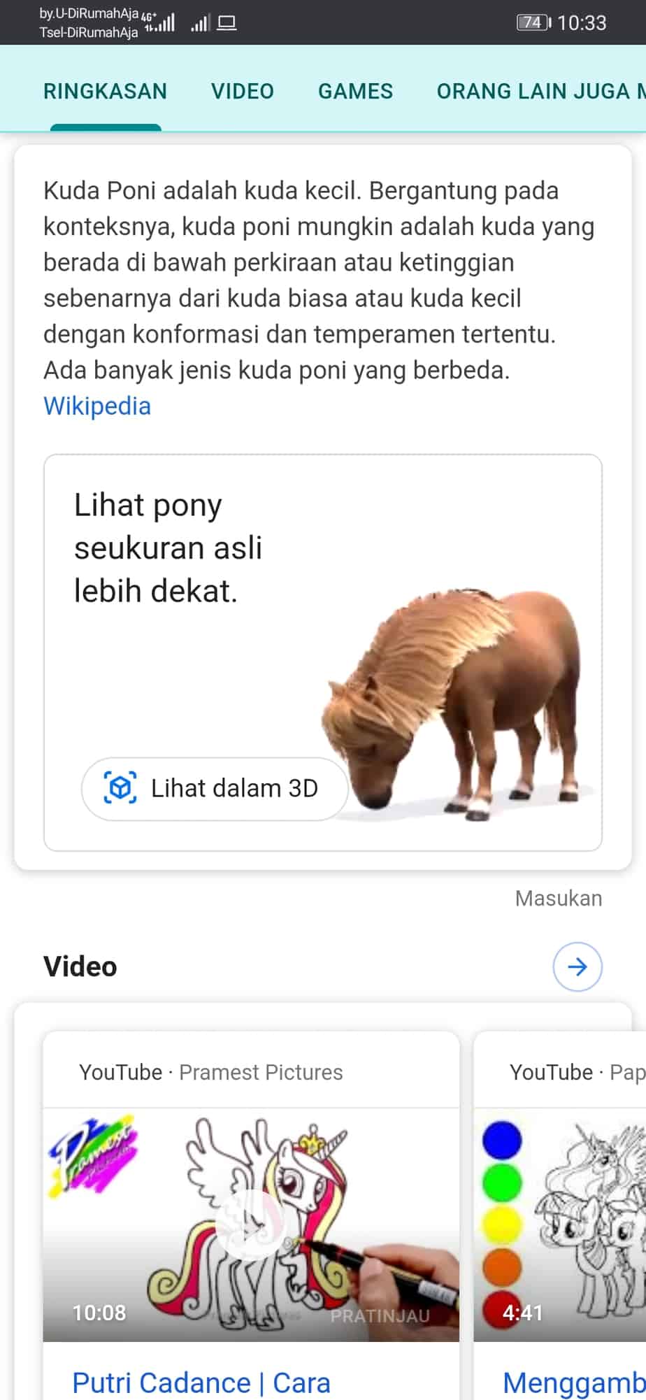 Google AR Binatang