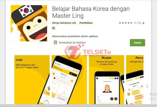 rekomendasi aplikasi belajar bahasa korea gratis Master Ling
