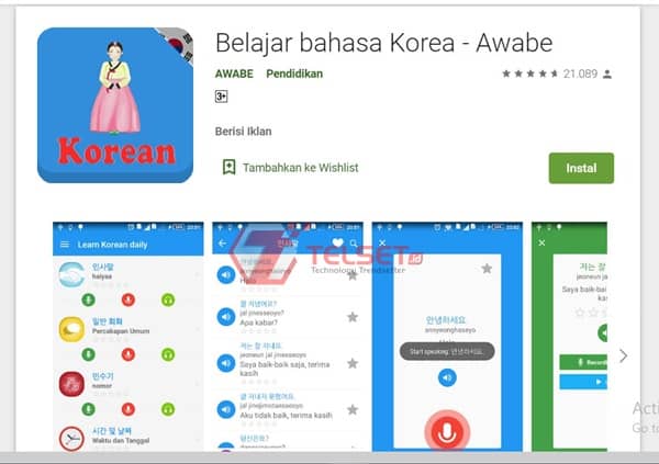 aplikasi belajar bahasa korea Awabe