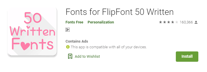 Fonts for FlipFont 50 Written font Android