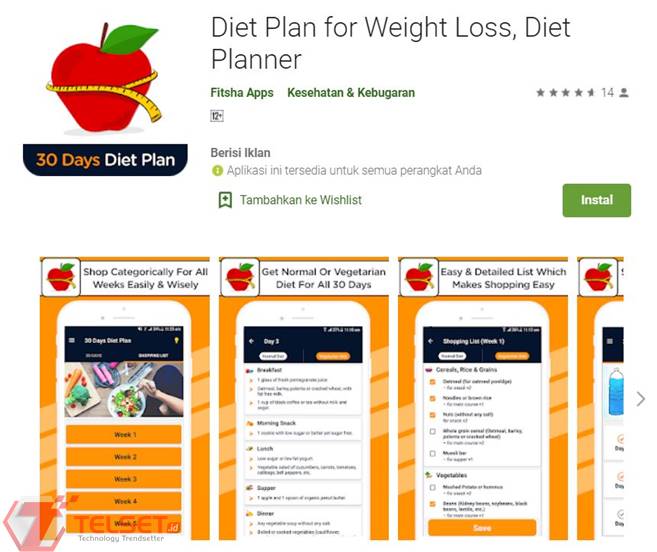 aplikasi program diet
