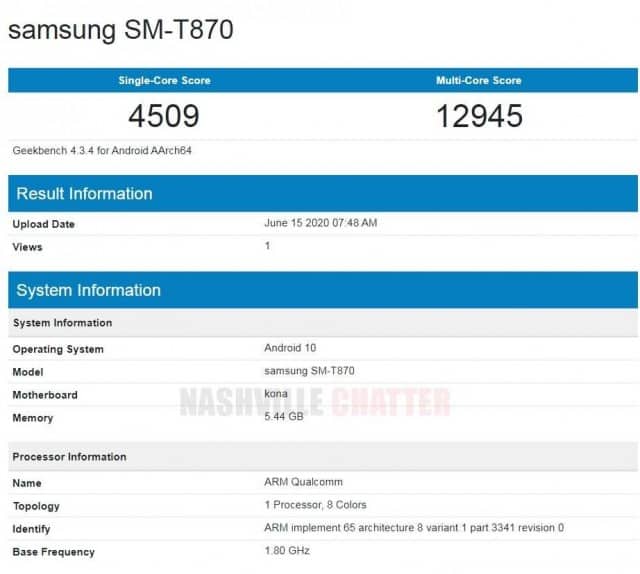 Spesifikasi Benchmark Samsung Galaxy Tab S7