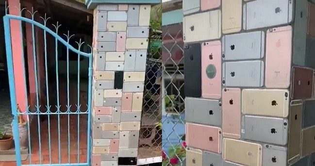 Sultan! Tembok Pagar Rumah Ini Dilapisi Ratusan iPhone
