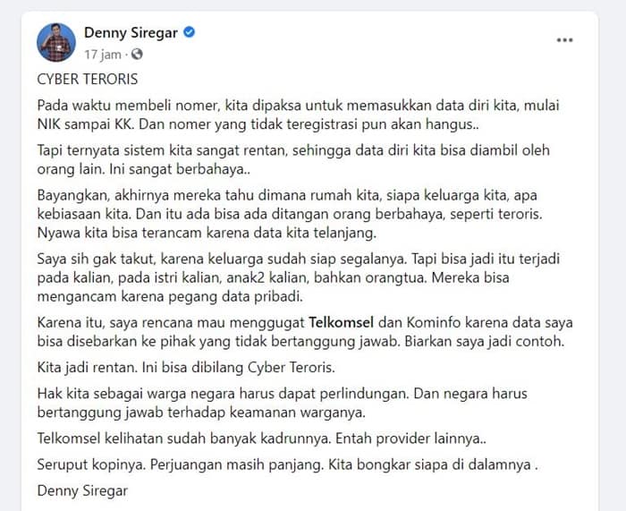 Denny Siregar Kominfo Telkomsel Data