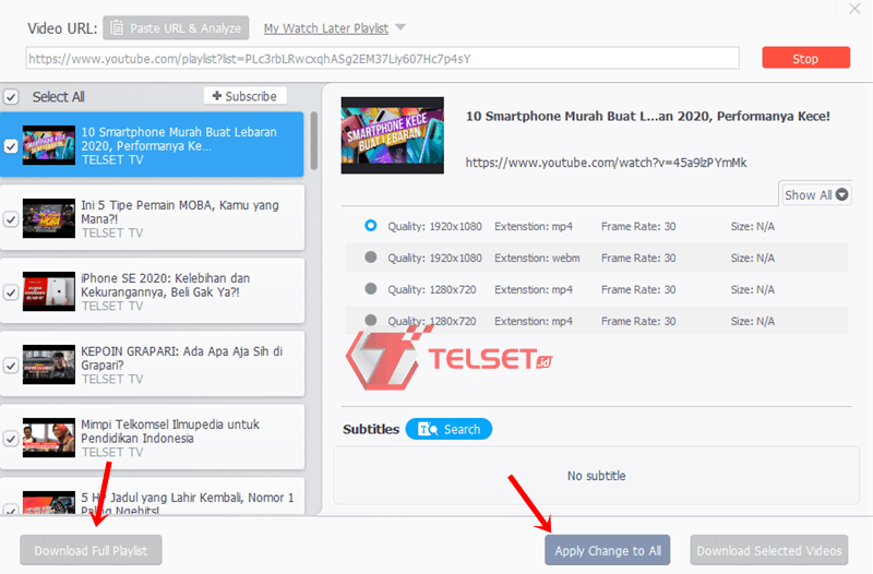 proses download playlist youtube