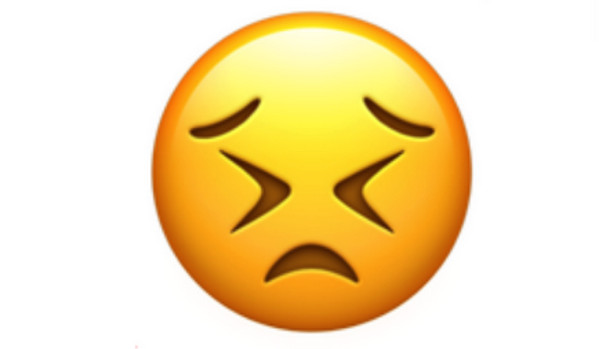 gambar emoji dan artinya - Persevering Face