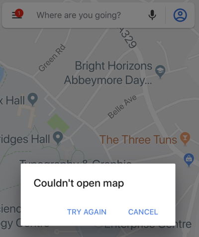 google maps error