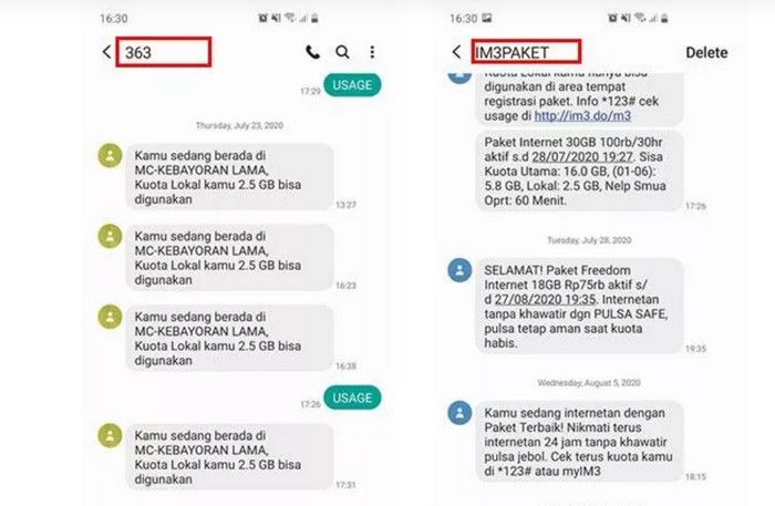 Cek Kuota Internet Indosat SMS 
