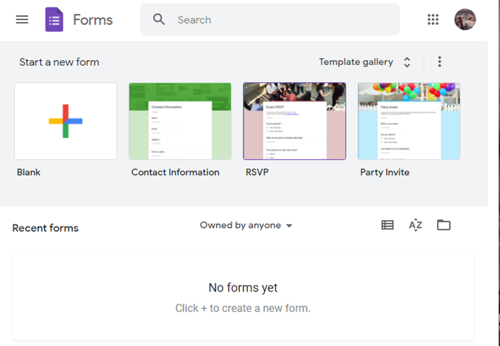 template google form