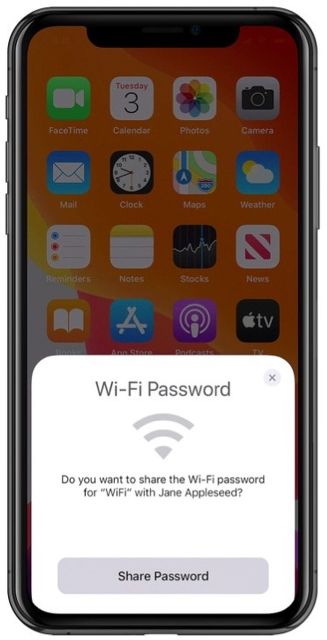 Cara bagikan password WiFi iPhone