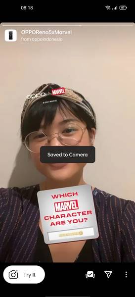 Filter Instagram Oppo Reno5 Marvel Avengers Edition