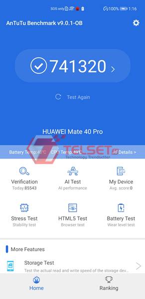 AnTuTu Benchmark Huawei Mate 40 Pro