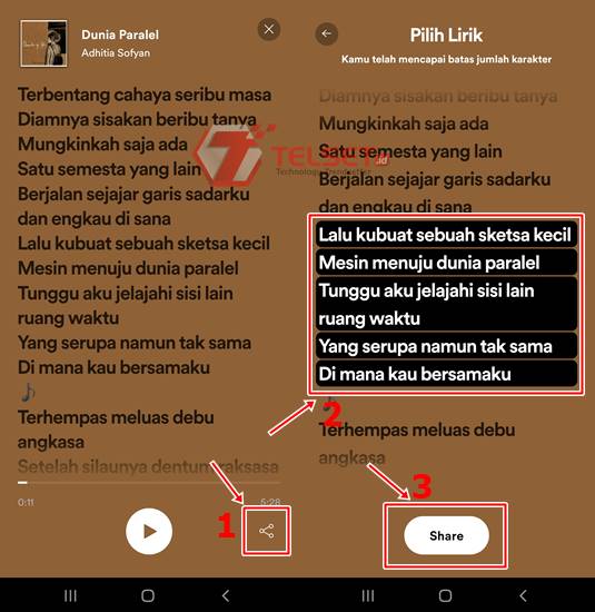 Cara Share Lirik Lagu Spotify ke IG Story di Android dan iOS