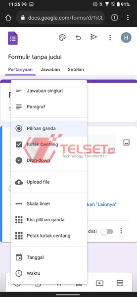 Cara Membuat Soal Google Form di HP Android