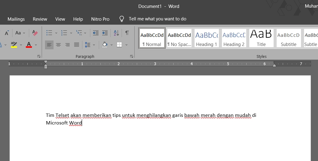Cara menghilangkan garis bawah merah ms Microsoft Word