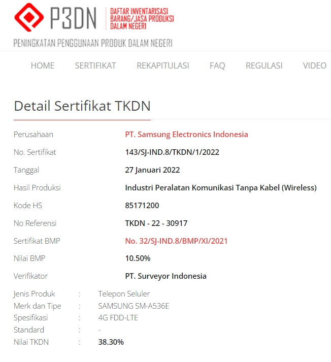 Spesifikasi Samsung Galaxy A53 TKDN indonesia