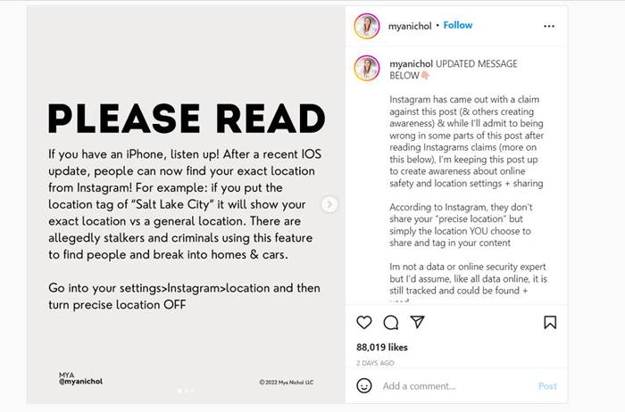 Instagram Bantah Bagikan Data Lokasi Pengguna iOS