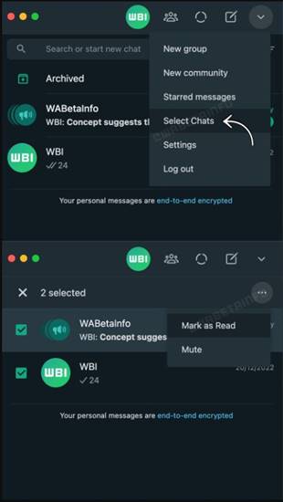 Fitur Select Multiple Chats WhatsApp