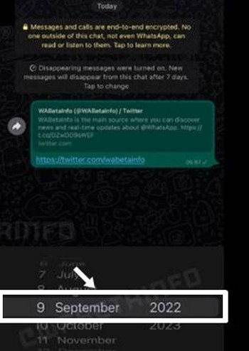 Mencari chat WhatsApp berdasarkan Tanggal