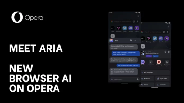 Browser Opera Aria di Android