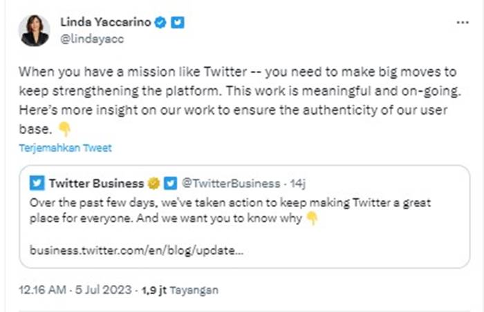 CEO Twitter Pembatasan Melihat Tweet