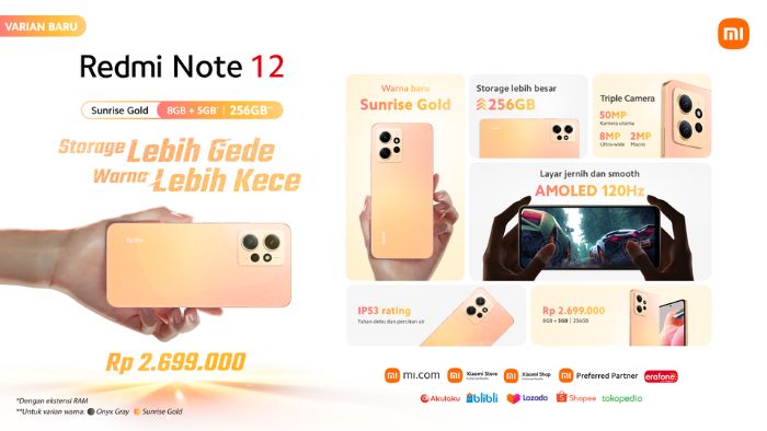 Redmi Note 12 Penyimpanan 256GB