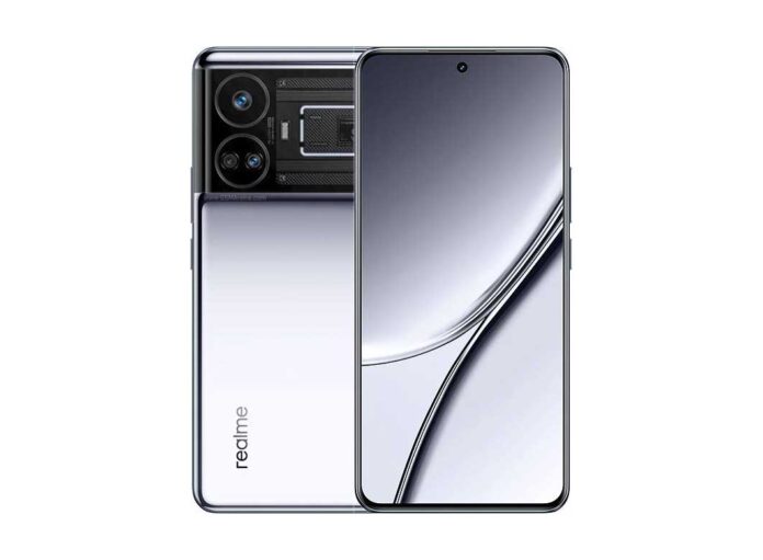 Tampilan depan Realme GT5 dengan layar AMOLED dan kamera 50 MP