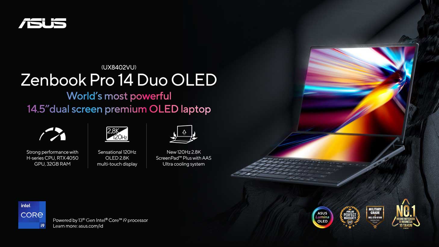 Asus Zenbook Pro 14 Duo OLED Laptop untuk desain grafis rendering 3d 