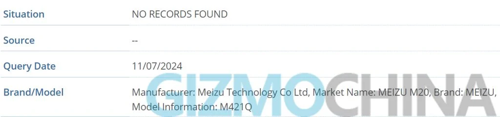 meizu M20 Sertifikasi IMEI