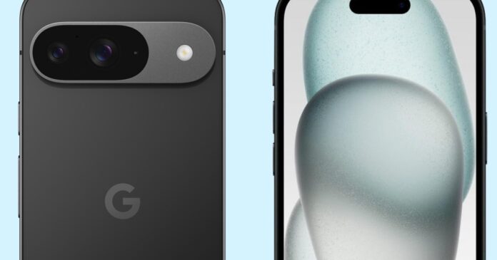 Google Pixel 9, iPhone 15, perbandingan smartphone, AI canggih, flagship smartphone.