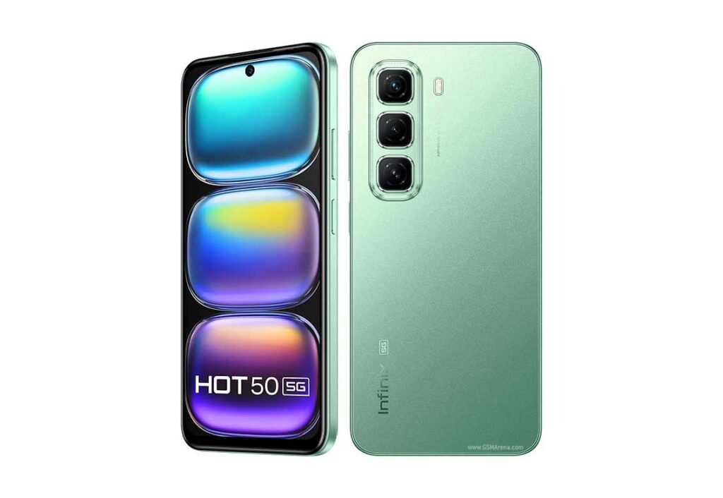 Tampilan depan Infinix Hot 50 dengan layar IPS LCD dan kamera 48 MP