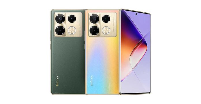 Tampilan depan Infinix Note 40 Pro 4G dengan layar AMOLED dan kamera 108 MP