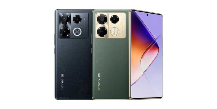 Tampilan depan Infinix Note 40 Pro+ dengan layar AMOLED dan kamera 108 MP