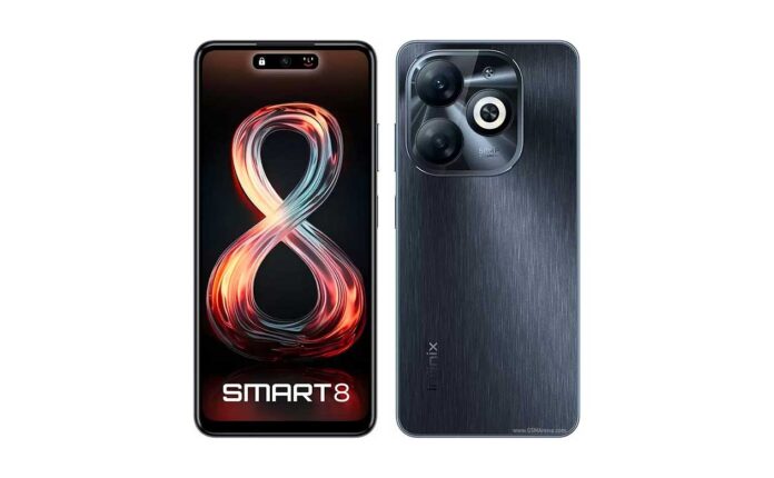 Tampilan depan Infinix Smart 8 Pro dengan layar IPS LCD dan kamera 50 MP