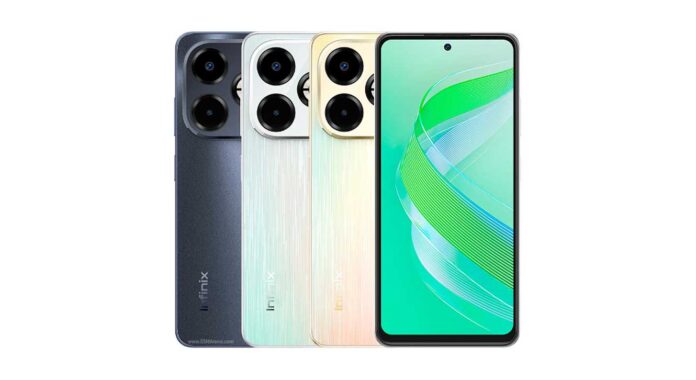 Tampilan depan Infinix Smart 8 Plus dengan layar IPS LCD dan kamera 50 MP