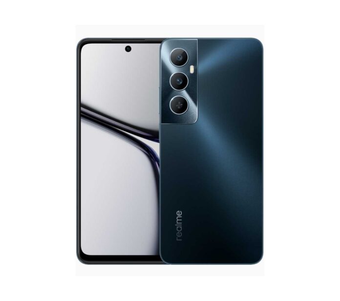 Tampilan depan Realme C65 dengan layar IPS LCD dan kamera 50 MP