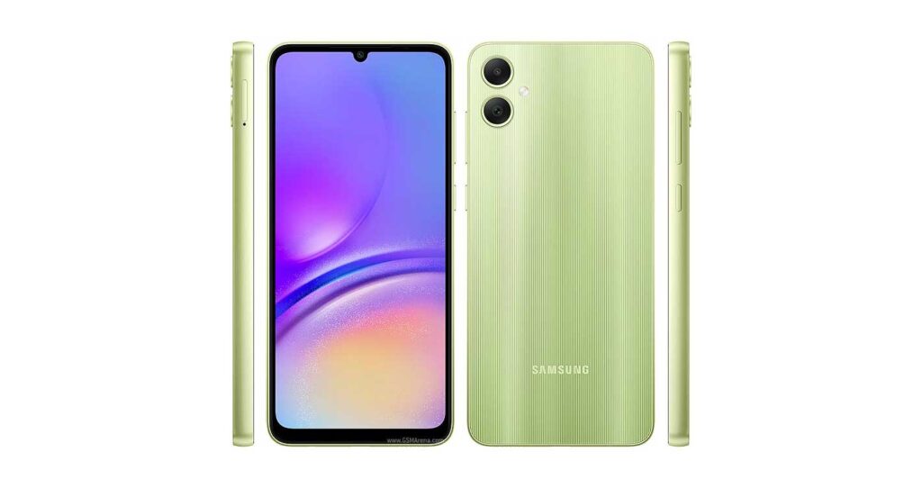 Tampilan depan Samsung Galaxy A05 dengan layar PLS LCD dan kamera 50 MP