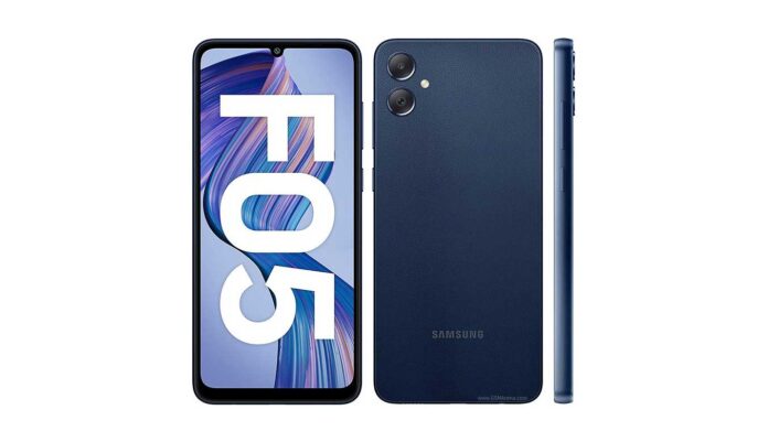 Tampilan depan Samsung Galaxy F05 dengan layar PLS LCD dan kamera 50 MP