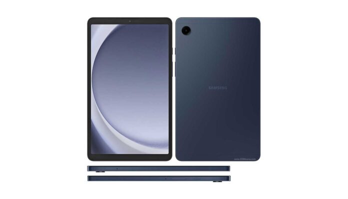 Tampilan depan Samsung Galaxy Tab A9 dengan layar TFT LCD dan kamera 8 MP