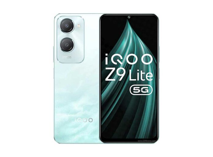 Tampilan depan vivo iQOO Z9 Lite dengan layar IPS LCD dan kamera 50 MP