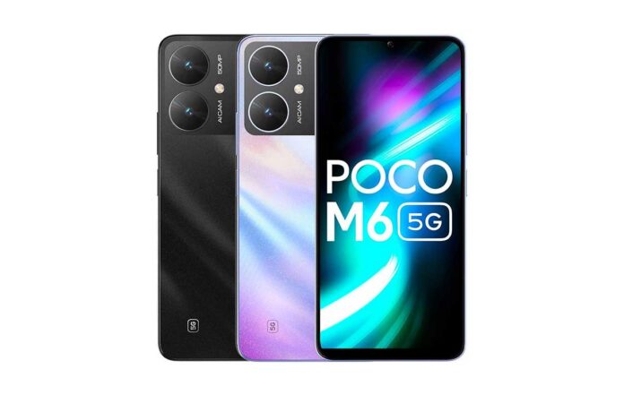 Tampilan depan Xiaomi Poco M6 dengan layar IPS LCD dan kamera 50 MP