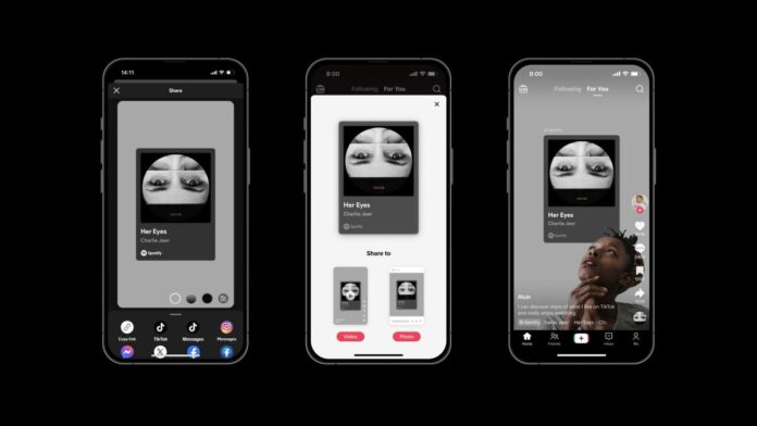 You can now post tracks to TikTok from Spotify and Apple Music