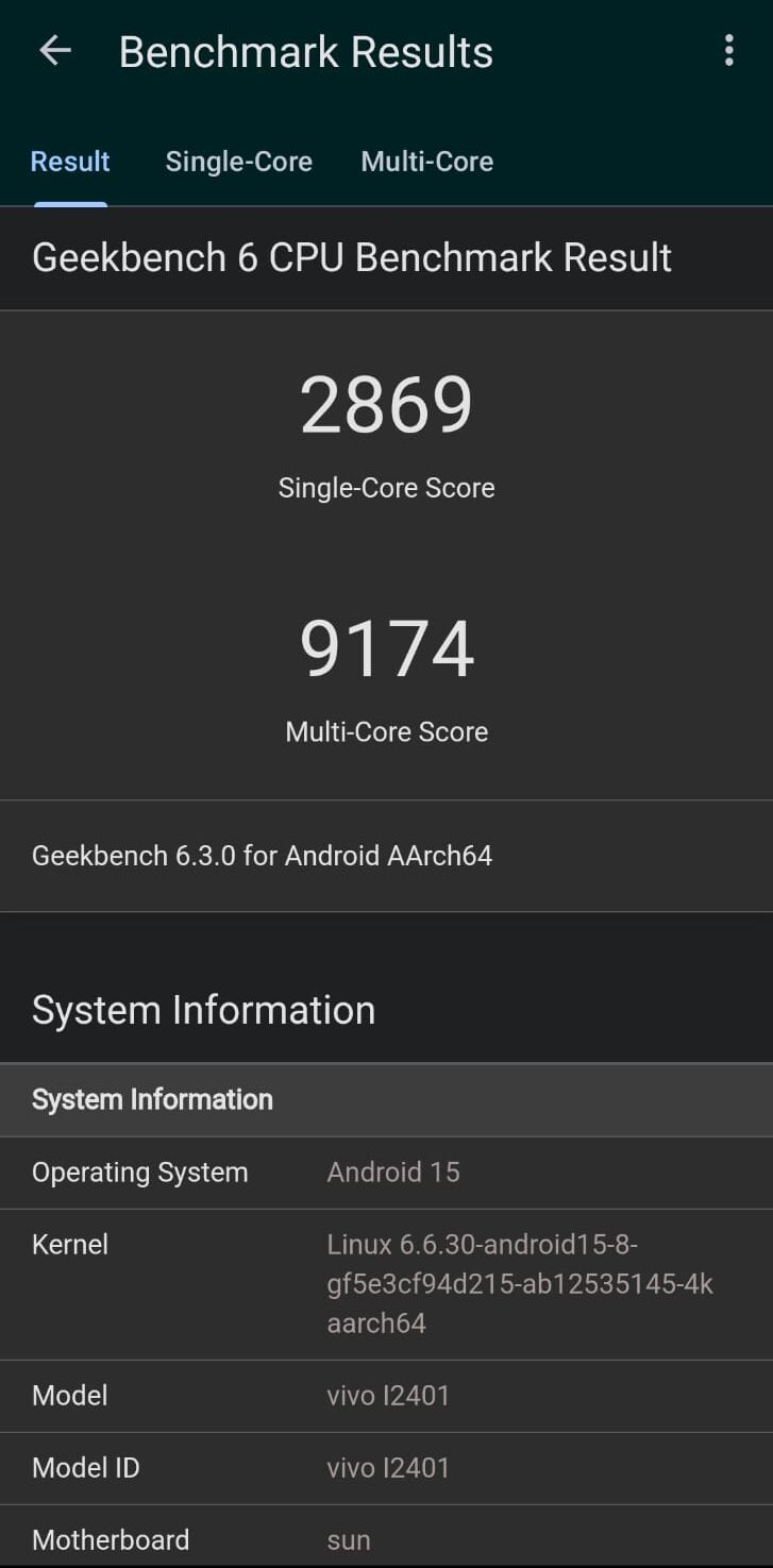 Geekbench iQOO 13