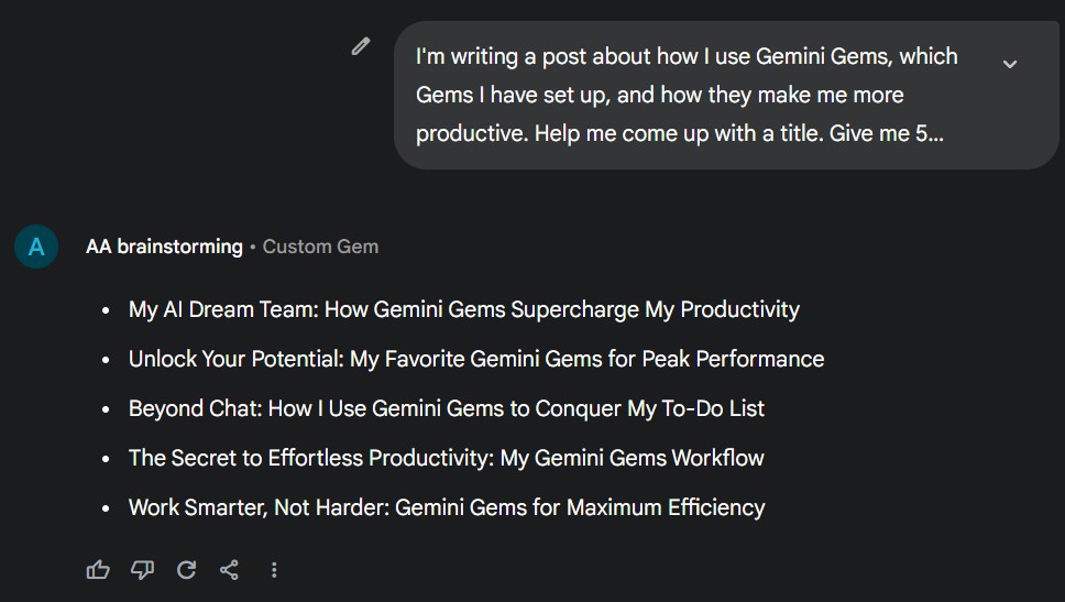 Gemini brainstorming screenshot