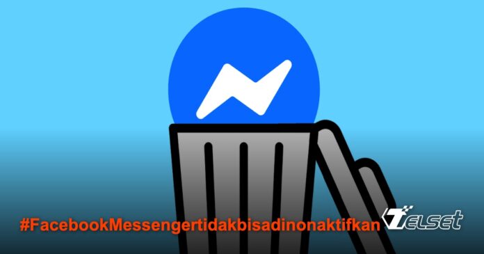 Ilustrasi ikon Facebook Messenger di dalam tempat sampah