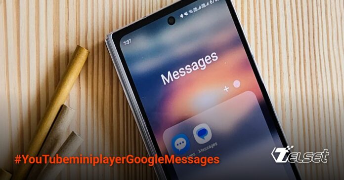 Ilustrasi YouTube miniplayer di Google Messages