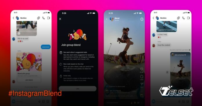 Tampilan antarmuka Instagram Blend untuk berbagi rekomendasi Reels